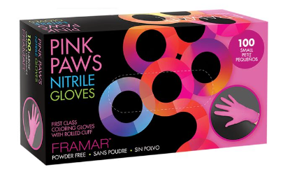 Framar Pink Paws Nitrile Gloves -100 Pack