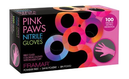 Framar Pink Paws Nitrile Gloves -100 Pack