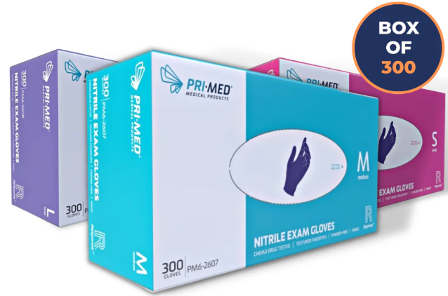 Primed Nitrile Powder-Free Examination Gloves -300 Pack