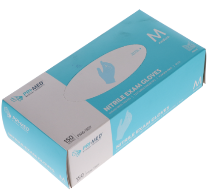 Primed Nitrile Powder-Free Examination Gloves -150 Pack