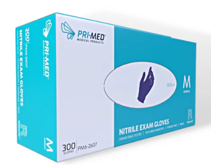 Primed Nitrile Powder-Free Examination Gloves -300 Pack