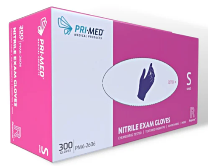 Primed Nitrile Powder-Free Examination Gloves -300 Pack