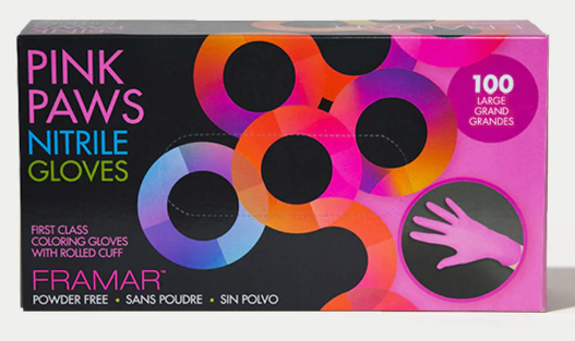 Framar Pink Paws Nitrile Gloves  -100 Pack