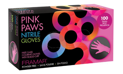 Framar Pink Paws Nitrile Gloves  -100 Pack