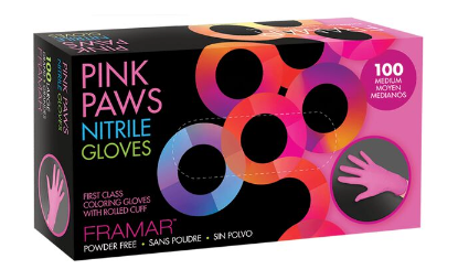 Framar Pink Paws Nitrile Gloves  -100 Pack