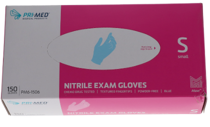 Primed Nitrile Power-Free Examination Gloves -150 Pack