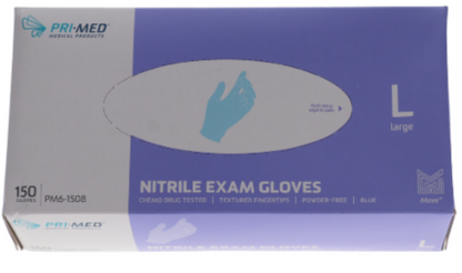 Primed Nitrile Power-Free Examination Gloves -150 Pack