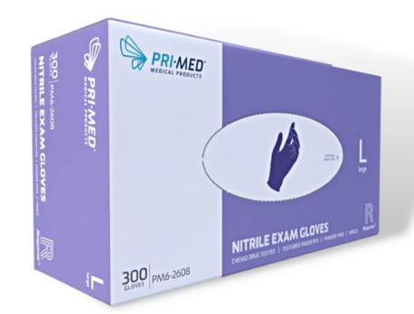 Primed Nitrile Power-Free Examination Gloves -300 Pack