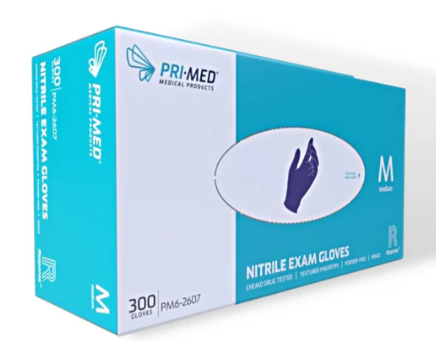 Primed Nitrile Power-Free Examination Gloves -300 Pack