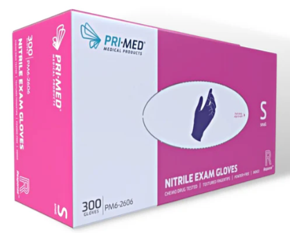 Primed Nitrile Power-Free Examination Gloves -300 Pack