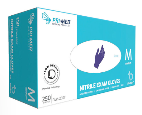 Primed Nitrile Power-Free Examination Gloves -250 Pack